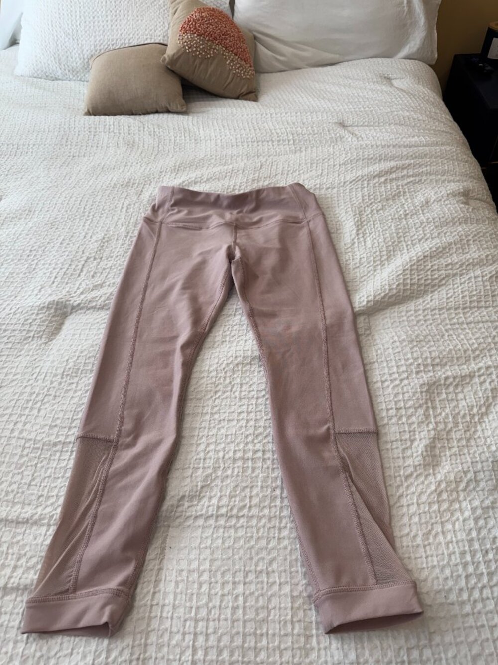 Apana Light Pink Leggings with Mesh Inlay, Small